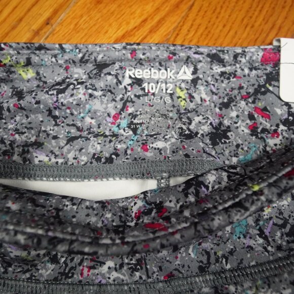 REEBOK Girls Youth 10/12 Athletic Gym Workout Leggings Pants Gray Pink - Picture 5 of 7